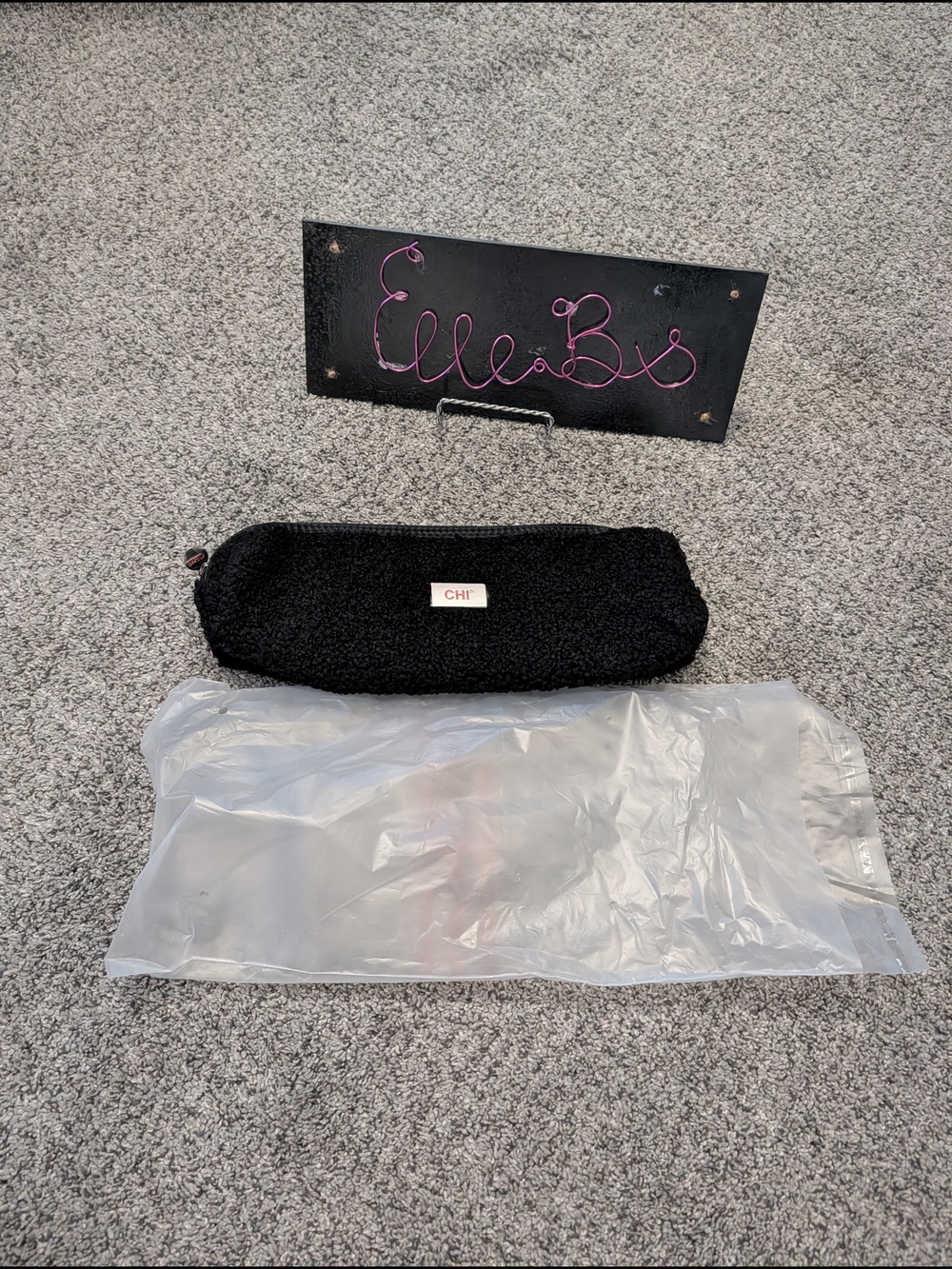 CHI Black Faux-Sherpa Hair Tool Bag With Zipper